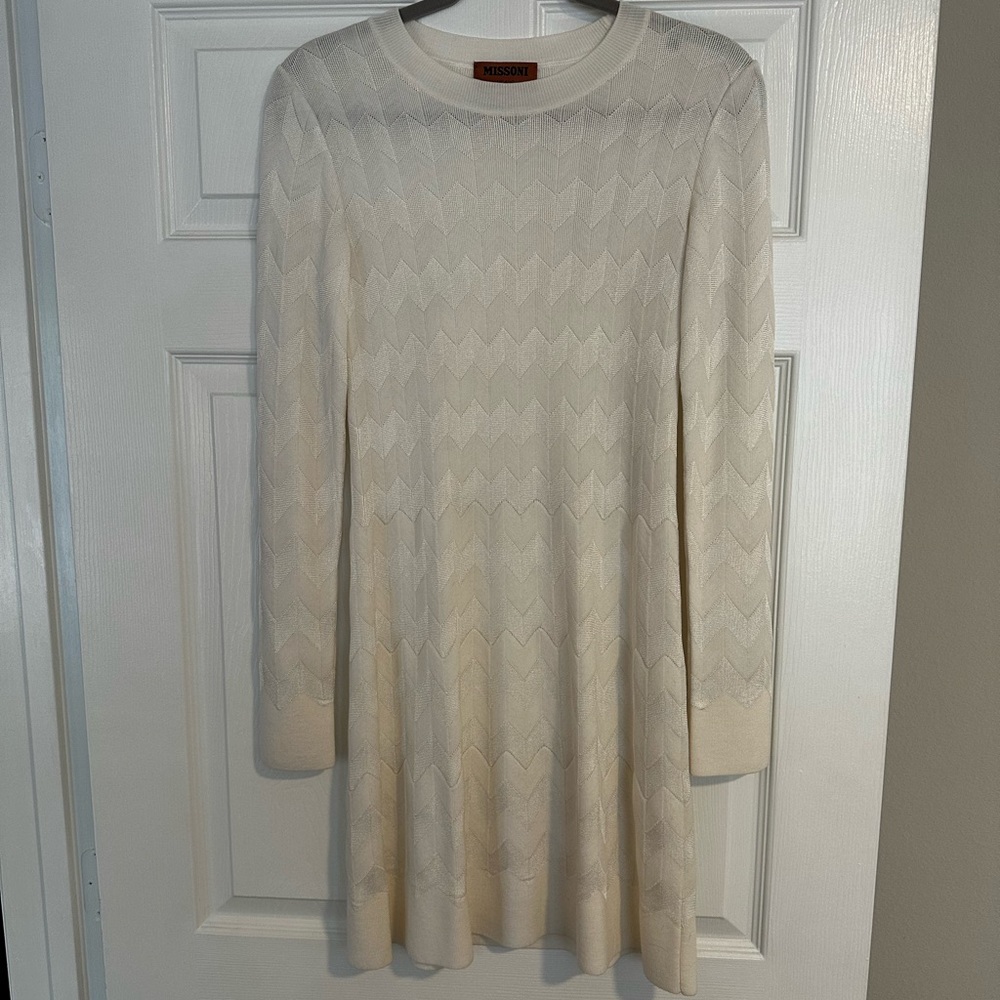 Missoni Mini Dress With Long Sleeves- White/Ivory US Size 4. Worn once $860 new